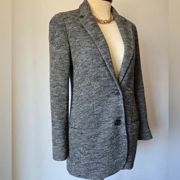 VINCE Wool Grey Herringbone Tweed Blazer/ Jacket. Size 4 - Picture 2 of 14